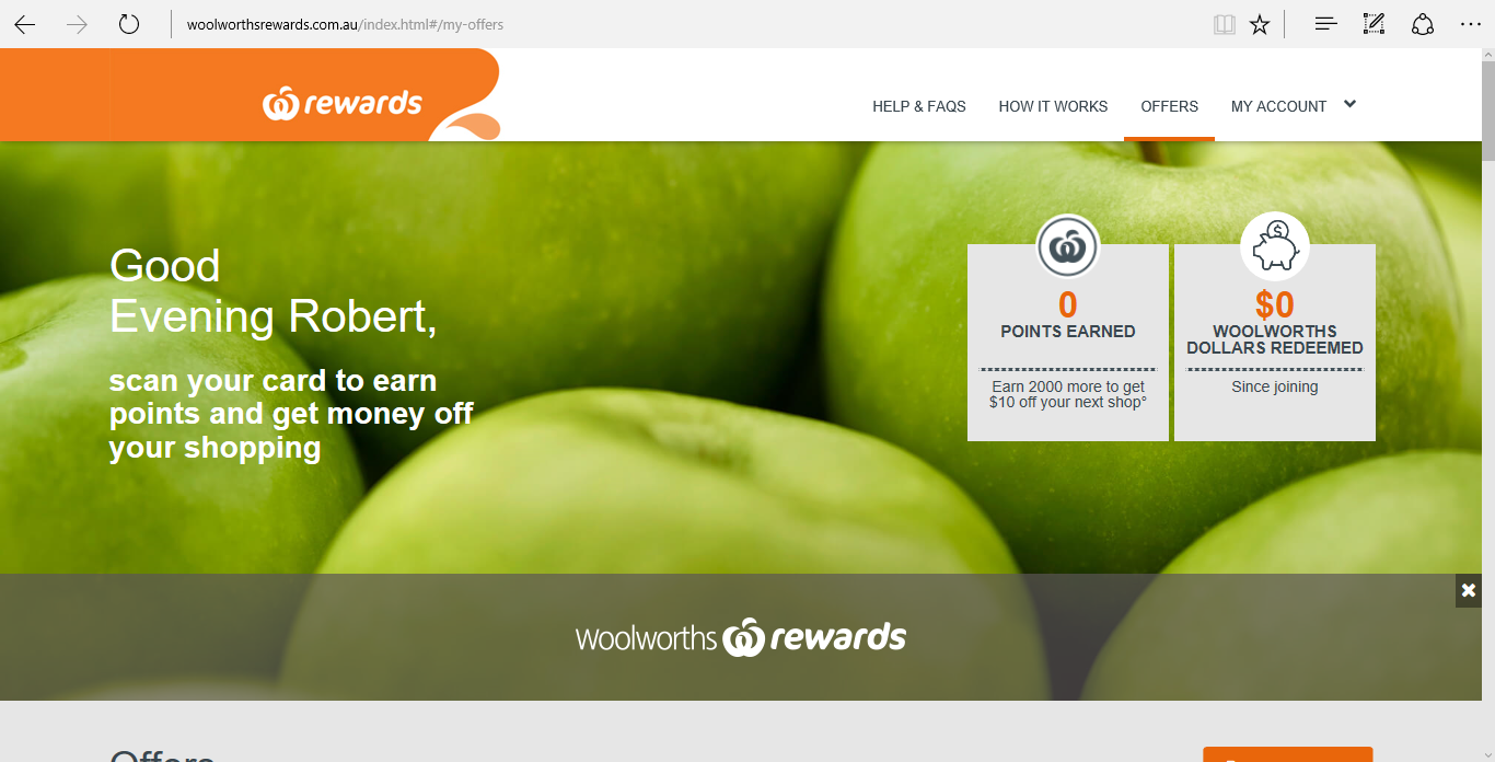 My Woolworths Rewards account set up!