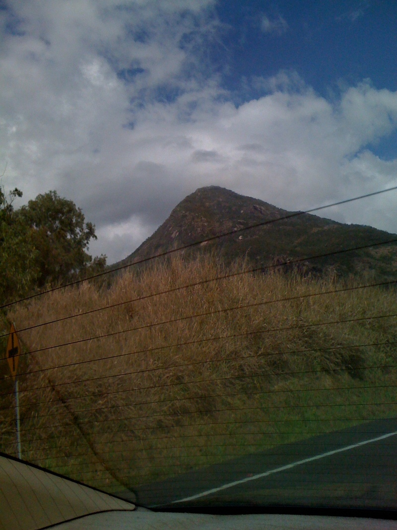 Pyramid Peak south of Cairns, viewed from the back of our hire car.