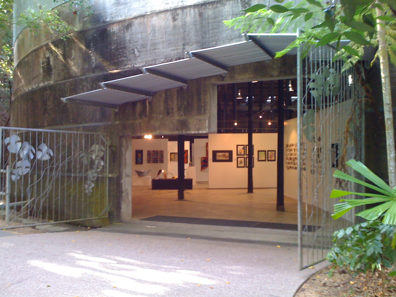 Steel gates lead into the Tanks Art Gallery, near the Botannical Garden, North Cairns.