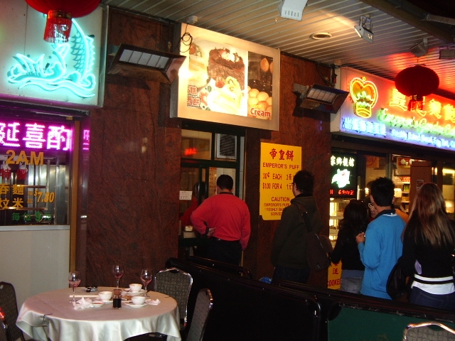 People line up for Emperor Puffs in Dixon Street Mall, Chinatown, Sydney