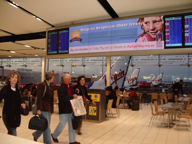 Virgin Airlines' craft lined up outside the domestic terminal at Kingsford Smith Airport in Sydney, May 15 2011