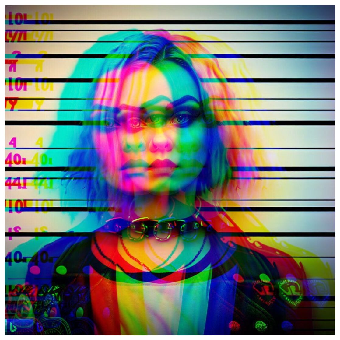 Babel Thorgarten's mugshot, given the rainbow treatment