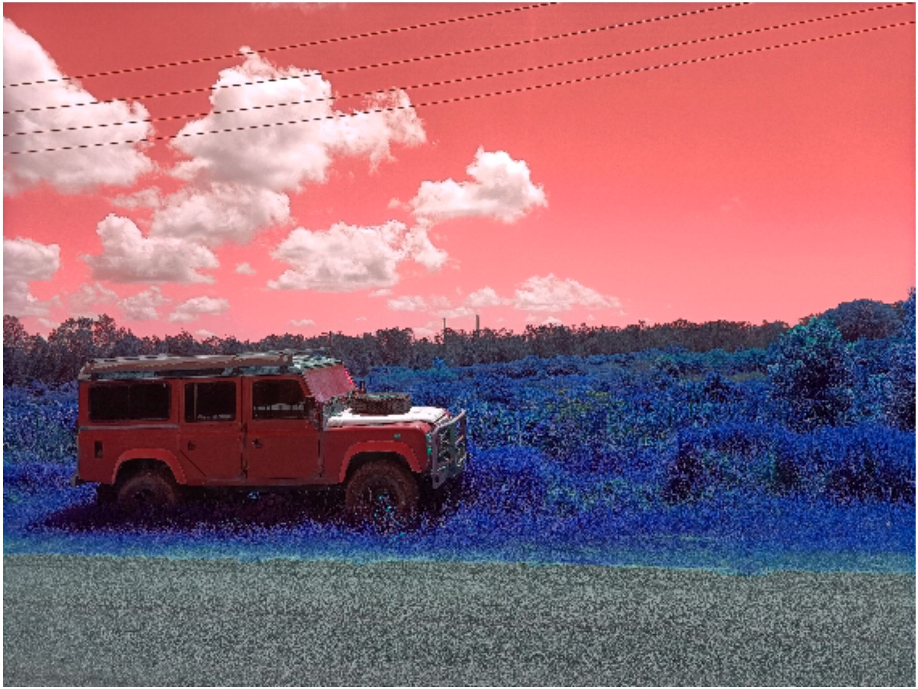 Scoping out the power station, in Yalmundi's Chloro Mobile, near Newcastle