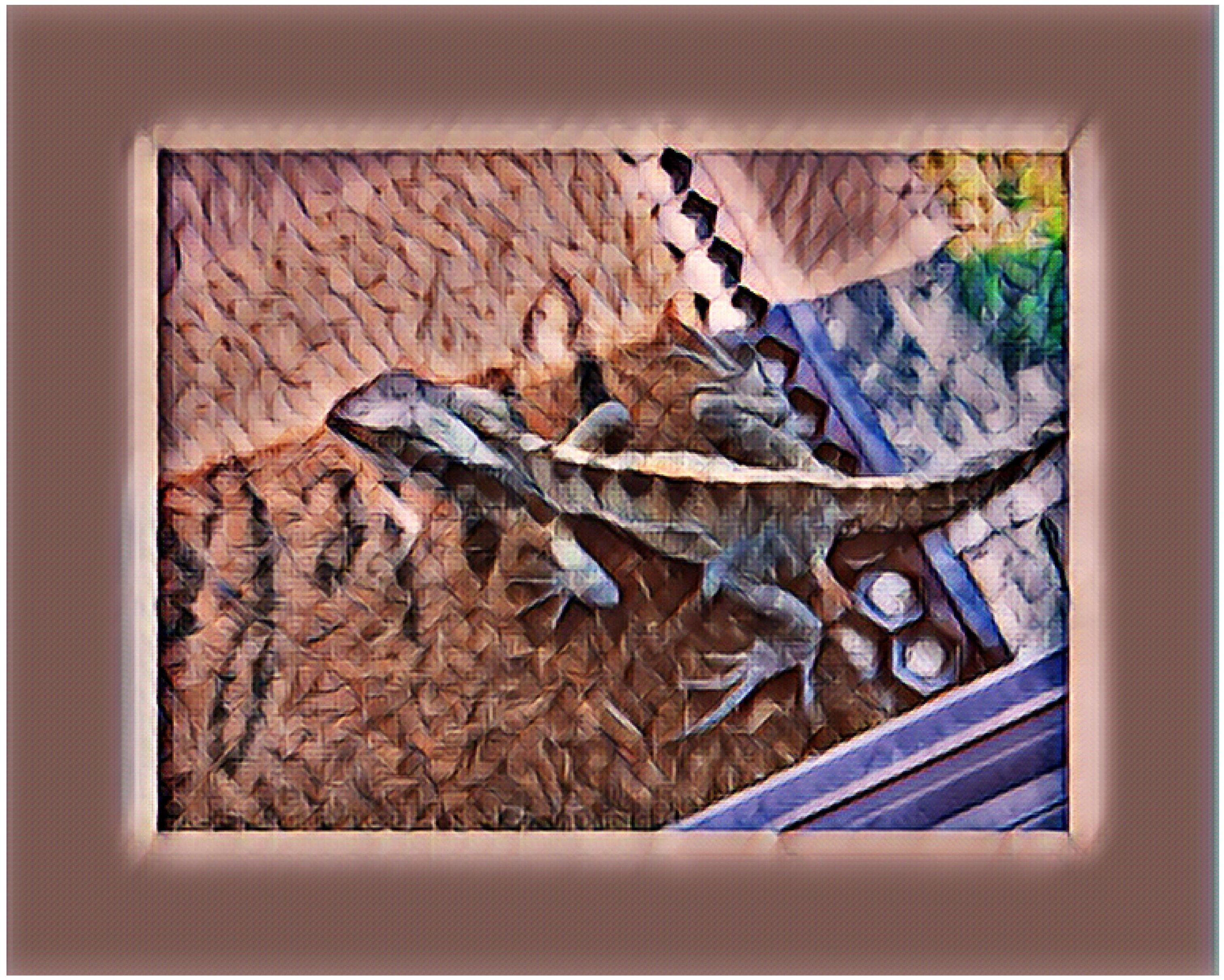 A framed water dragon, hanging on an internal wall, in the Space