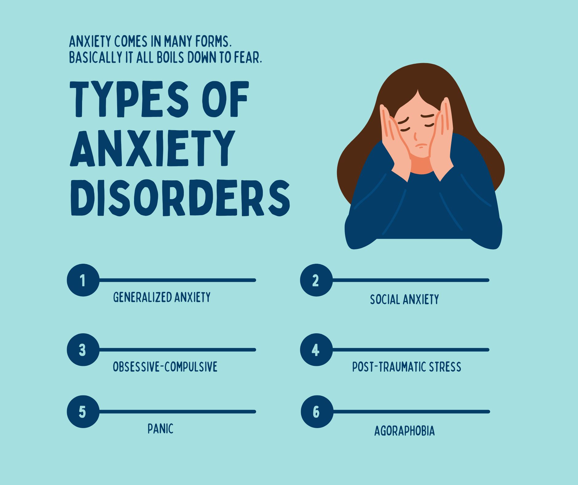 There are many kinds of anxiety disorders, but they all boil down to fear