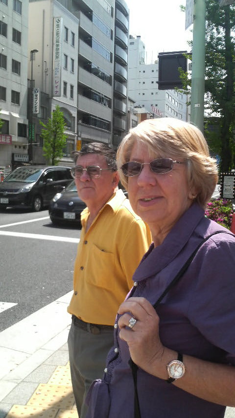 Mum and Dad one week later at Asakusa Station, on their way to Gaboh