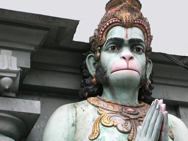 Indian monkey god at Tamil temple in Little India, Singapore, January 2003