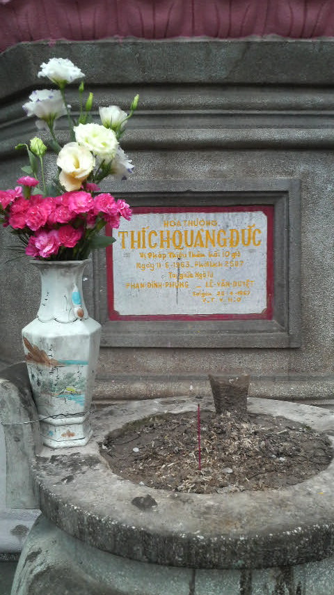 Roadside memorial to a man who died on the road: Thich Quang Duc.