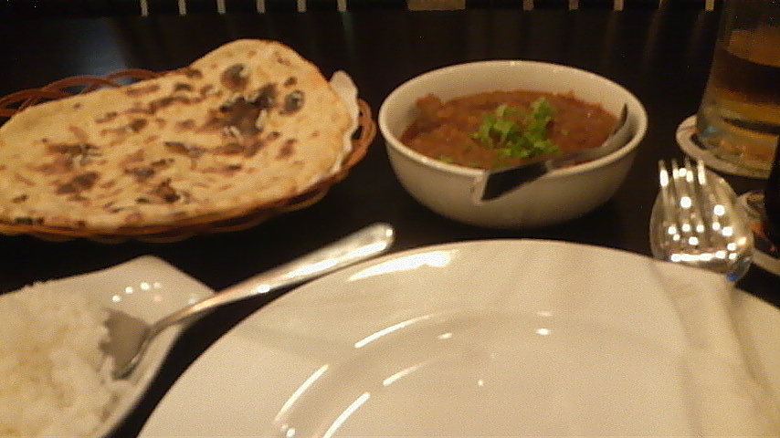 Rogan josh and cheese nan at Masala