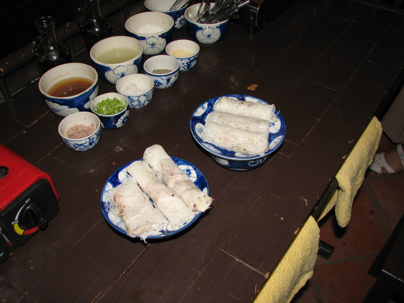 Fried spring rolls, one of the dishes we made at our Vietnamese cooking class